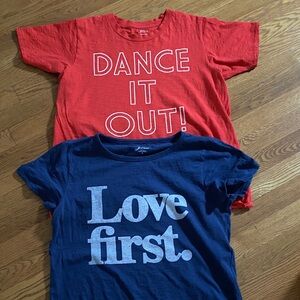 J. Crew Coral and Navy Blue Cotton T-Shirts